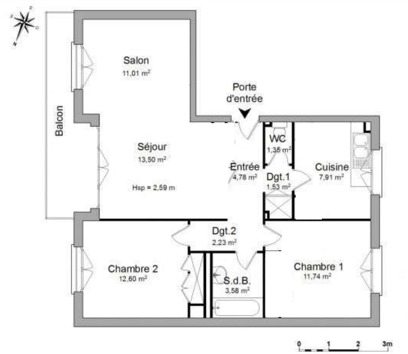 Vente-Saint Cloud-92210-F3-Balcon